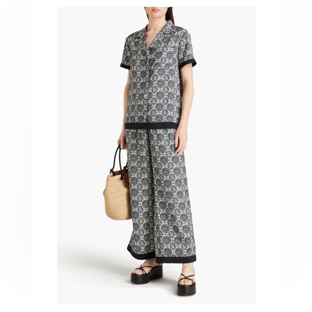 SOLID & STRIPED Black and White Wide-Leg Printed Lounge Pants